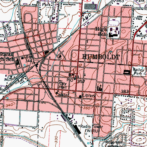 Topographic Map of Humboldt Police Department, TN