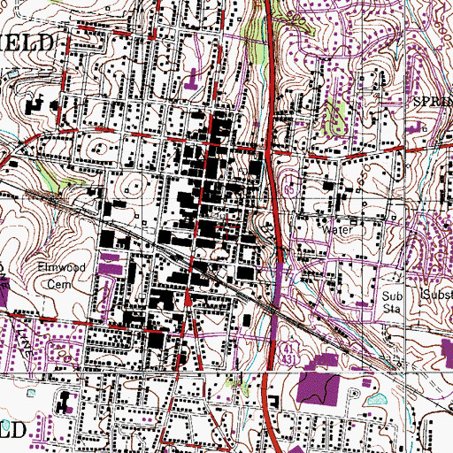 Topographic Map of Springfield Police Department, TN
