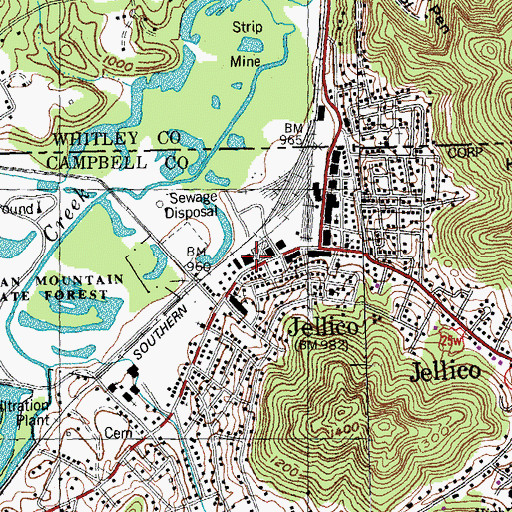 Topographic Map of Jellico Police Department, TN