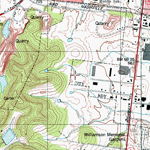 Topographic Map of Williamson County Sheriff's Department, TN