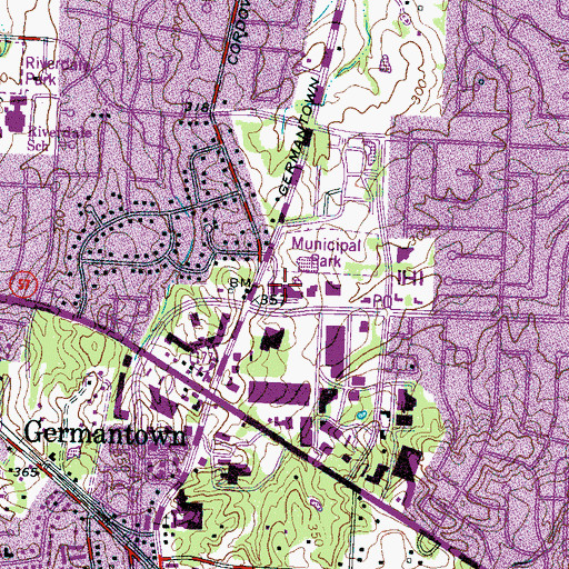 Topographic Map of Germantown Police Department, TN