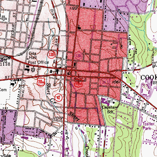 Topographic Map of Putnam County Sheriff's Department, TN