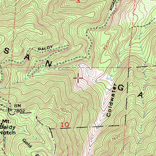 Topographic Map of Coldwater Campground, CA