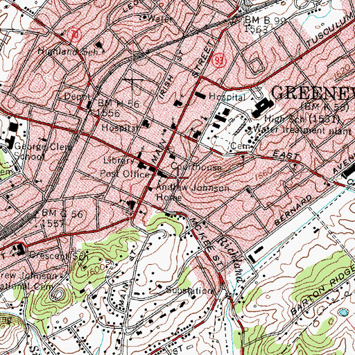 Topographic Map of Greene County Drug Enforcement, TN