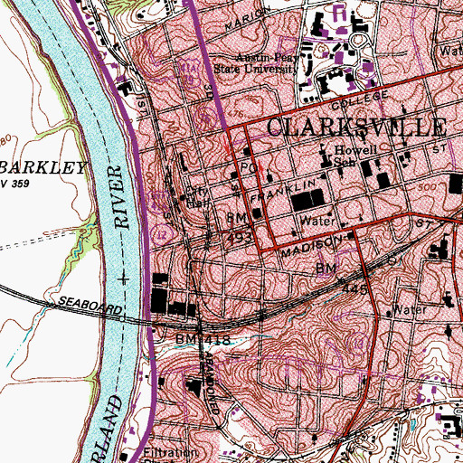 Topographic Map of Montgomery County Sheriff's Office, TN