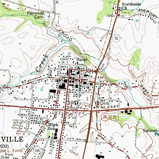 Topographic Map of DeKalb County Sheriff's Department, TN