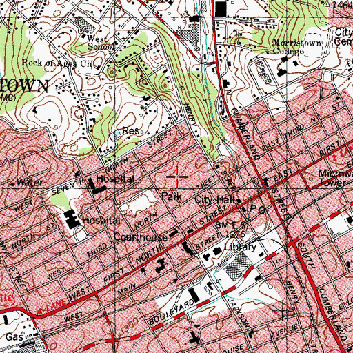 Topographic Map of Hamblen County Sheriff's Department, TN