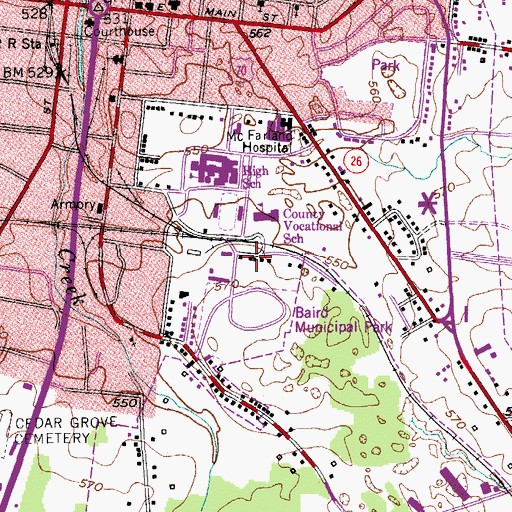 Topographic Map of Lebanon Police Department, TN