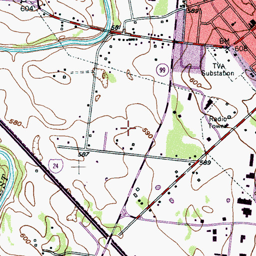 Topographic Map of Rutherford County Sheriff's Office, TN