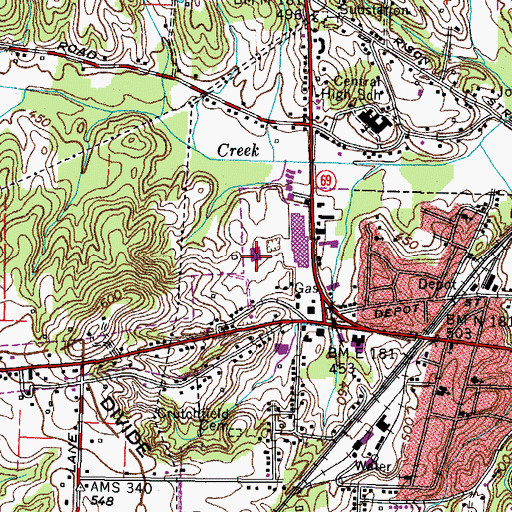 Topographic Map of Henry County Sheriff's Office, TN