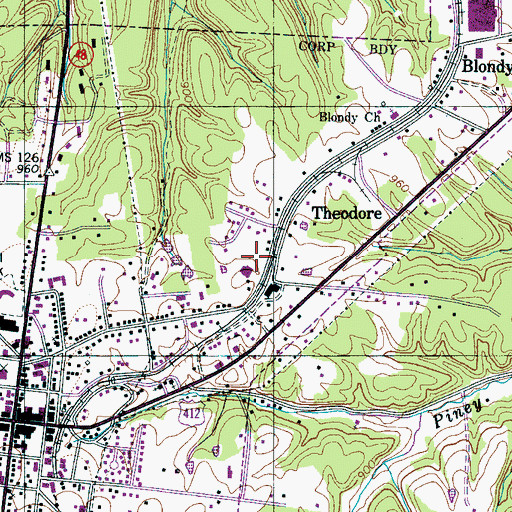 Topographic Map of Lewis County Sheriff's Office, TN