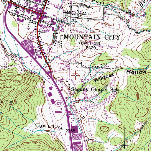 Topographic Map of Johnson County Sheriff's Department, TN