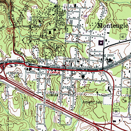 Topographic Map of Monteagle Police Department, TN