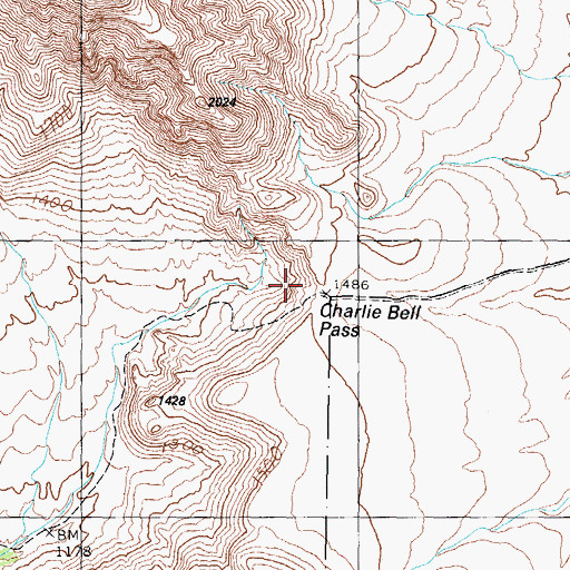 Topographic Map of Charlie Bell Pass, AZ