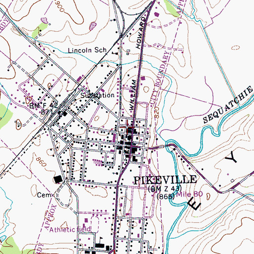 Topographic Map of Pikeville Police Department, TN