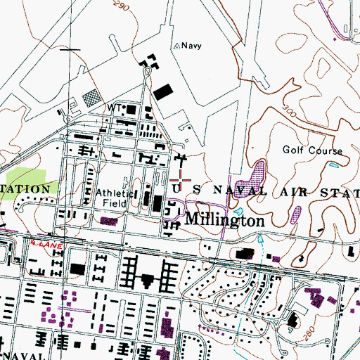 Topographic Map of Millington Police Department, TN