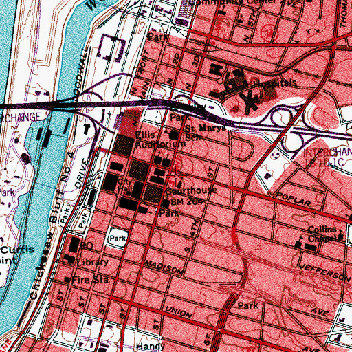 Topographic Map of Shelby County Sheriff's Office, TN