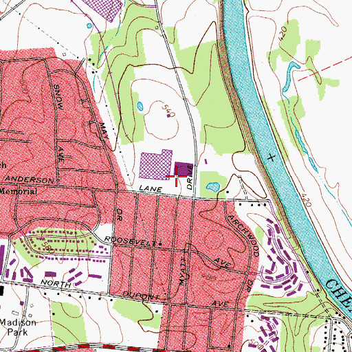 Topographic Map of Metropolitan Nashville Police Department Madison Precinct, TN