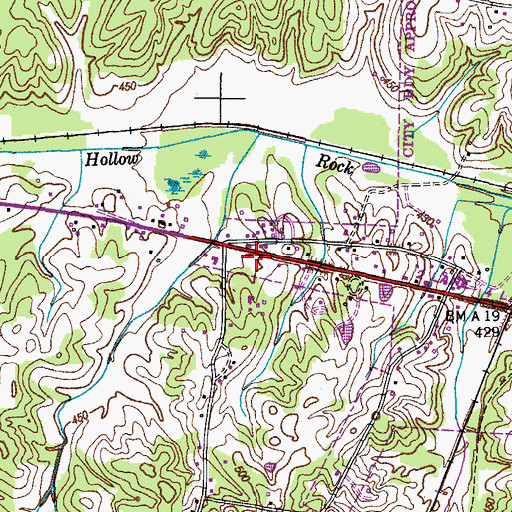 Topographic Map of Hollow Rock Police Department, TN