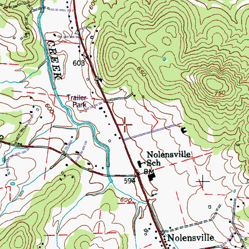 Topographic Map of Nolensville Police Department, TN