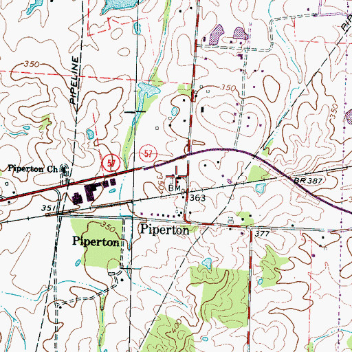 Topographic Map of Piperton Police Department, TN