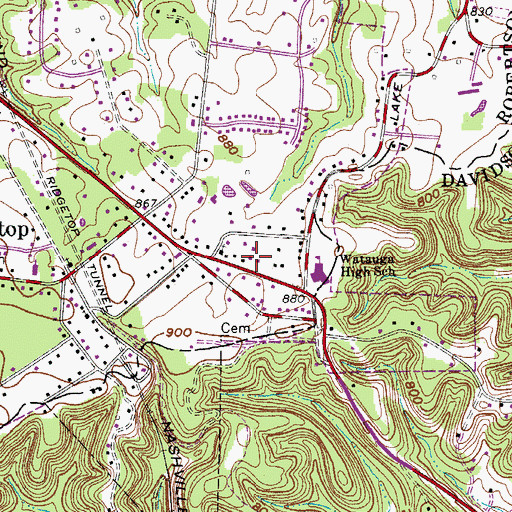 Topographic Map of Ridgetop Police Department, TN