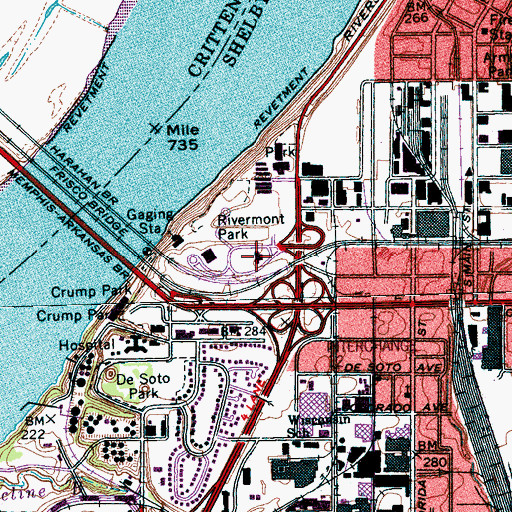 Topographic Map of Memphis Police Department - Organized Crime Unit, TN