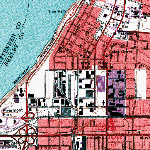 Topographic Map of Memphis Police Department - South Main Station, TN