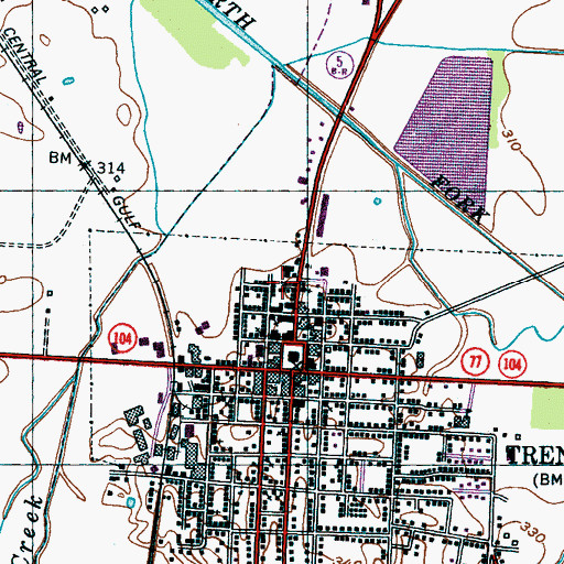 Topographic Map of Gibson County Sheriff's Department, TN