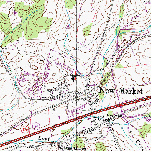 Topographic Map of New Market Police Department, TN