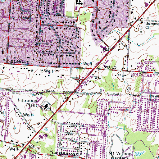 Topographic Map of Tennessee Highway Patrol District Four Headquarters, TN