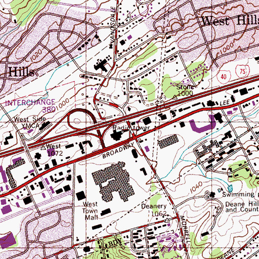 Topographic Map of Tennessee Highway Patrol District One Headquarters, TN