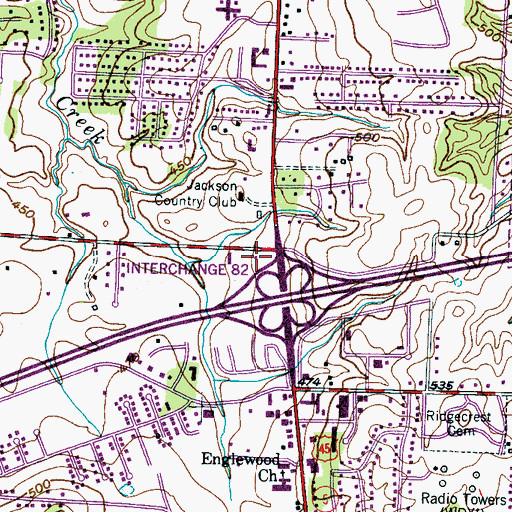 Topographic Map of Tennessee Highway Patrol District Eight Headquarters, TN