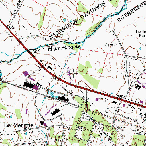 Topographic Map of LaVergne Police Department, TN
