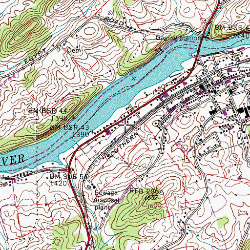 Topographic Map of Bluff City Police Department, TN