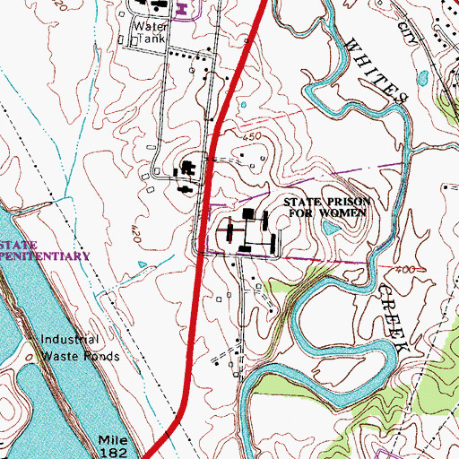 Topographic Map of Tennessee Prison for Women, TN