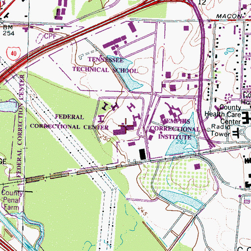 Topographic Map of Federal Correctional Institution Memphis, TN