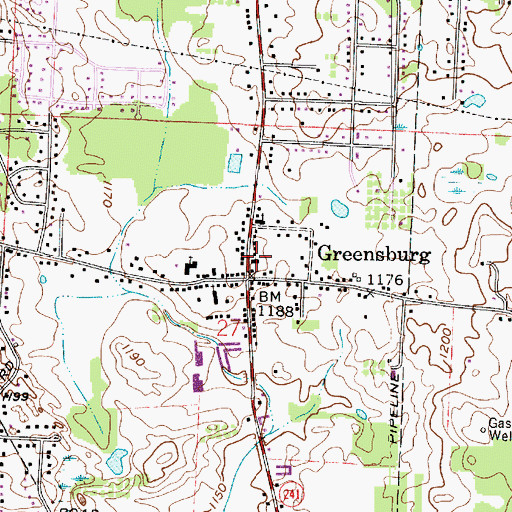 Topographic Map of Green Post Office, OH