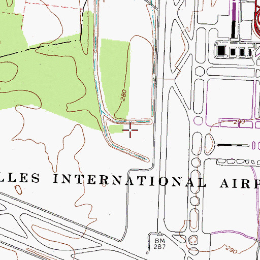 Topographic Map of Washington Dulles International Airport, VA