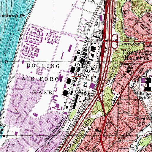 Topographic Map of Bolling AFB Post Office, DC