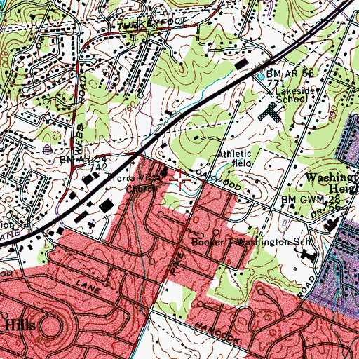 Topographic Map of Murray Lake Hills Post Office, TN