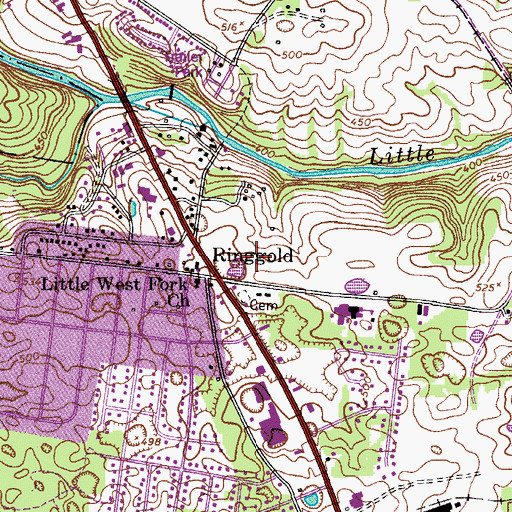 Topographic Map of Ringgold Mill Post Office, TN