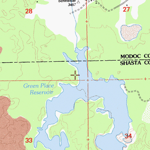 Topographic Map of Green Place Reservoir (historical), CA