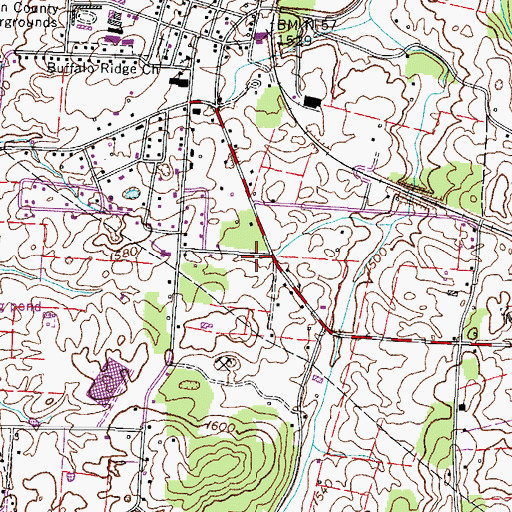 Topographic Map of Gray Post Office, TN