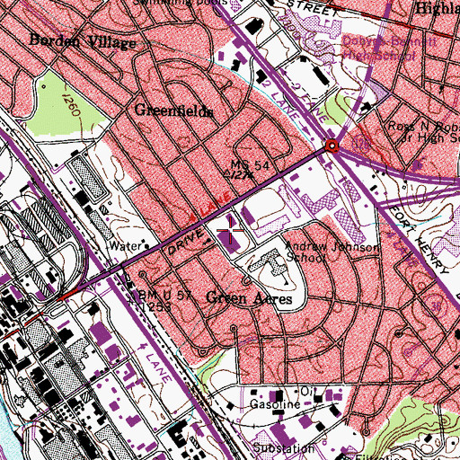 Topographic Map of Kingsport Post Office, TN