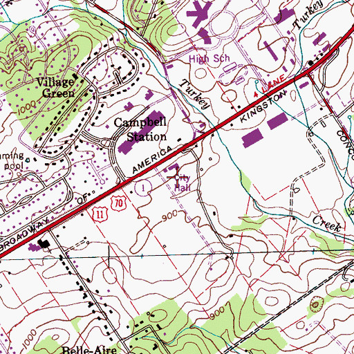 Topographic Map of Farragut Post Office, TN