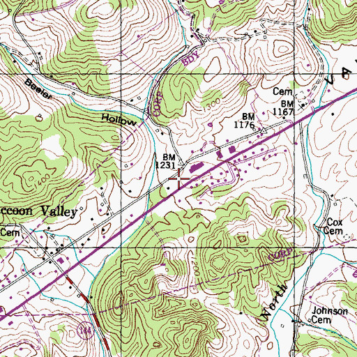 Topographic Map of Maynardville Post Office, TN