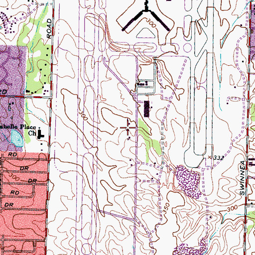 Topographic Map of Memphis Airport Post Office, TN