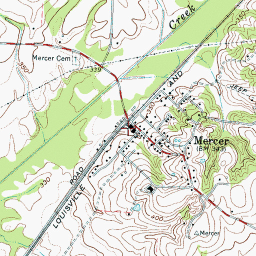 Topographic Map of Mercer Post Office, TN