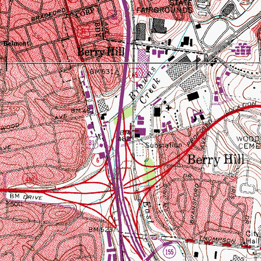 Topographic Map of Melrose Post Office, TN